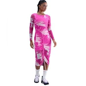 Nike X Serena Williams HM4952-664 Drawstring Adjust Mesh Midi Dress Medium Pink